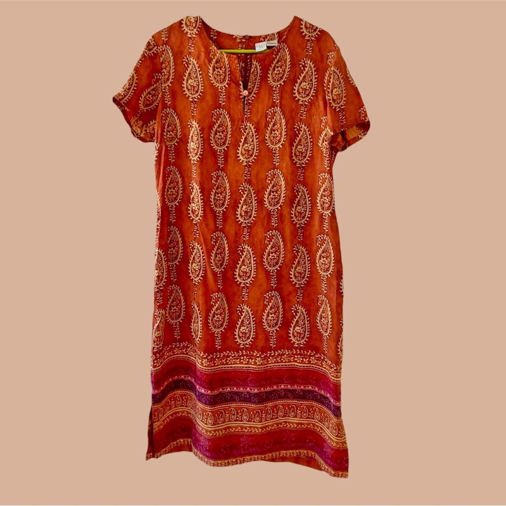Silk printed boho dress